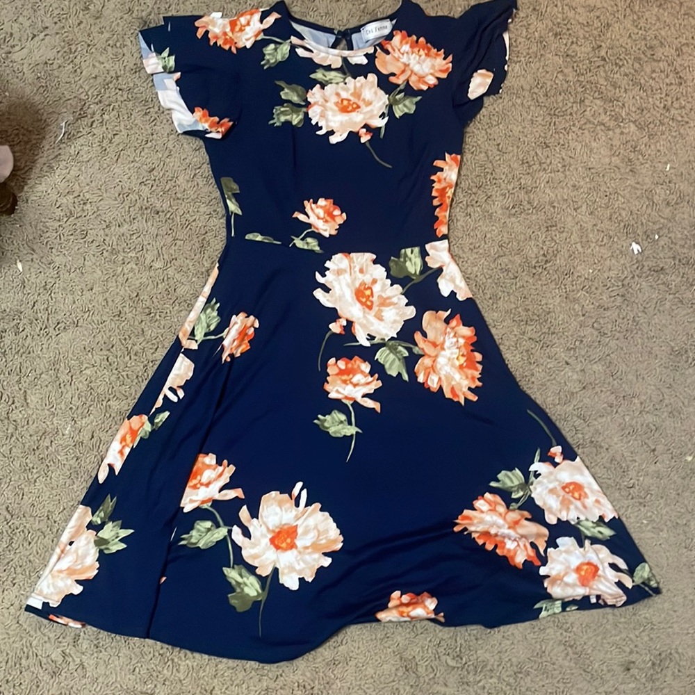 Navy blue floral dress